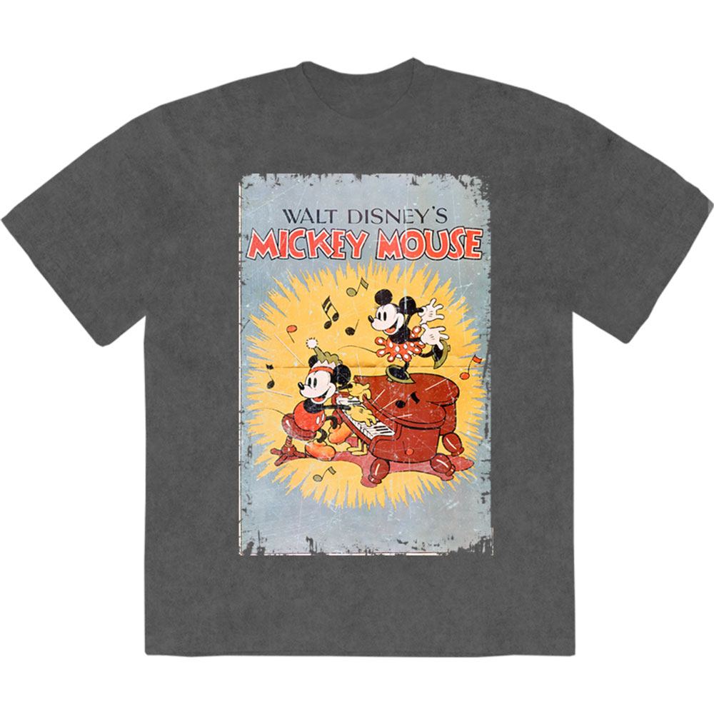 Disney - Mickey Piano Mens Tshirt - Grey